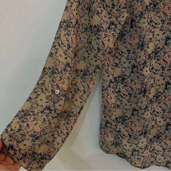 PINS AND NEEDLES Anthropology Multicolor Floral Print Blouse. Size XS - Picture 8 of 9